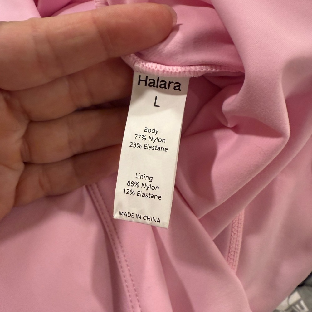 HALARA Softly Zero Pink Long Sleeve Padded Cropped Yoga Sports Fitted Top - Picture 8 of 14